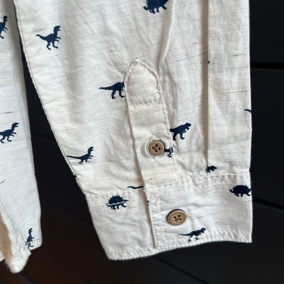 NWT Gymboree Long Sleeve Button Shirt Dinosaurs Cream & Dark Blue - Kids M(7-8Y) - Picture 5 of 6